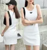 Pra damesjurken zomer mode dames tops tank sexy jurk gebreide katoen u nek solide sexy jurken elasticiteit bodycon mini rok