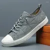 Casual Shoes Men's Leisure Canvas Anti-slip Driver And Working Lightweight Breathable Lace Up Men Shoes#23021