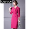 Casual jurken ilyboojun mode dames elegante pak nek driekwart mouwen mouwen driedimensionale bloem nagel kralen heup wrap potloodjurk