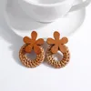 Boucles d'oreilles en peluche Aensoa Boho Fabriqué à la main Géométrique en bois Géométrique Boutage pour les femmes Bohemia Bohemia Boucle d'oreille Bijoux en gros