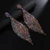 Oorbellen Groothandel 6 paar/Lot Bulk Multicolor Rhinestone Lange Tassel oorbellen Women Luxury Party Club Bridal Big Drop Dangle oorbellen