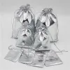 Autres 10/50 / 100pcs Gold Sier Organza Bag des bijoux Bagure d'emballage Party Favor Sacs de bonbons favori