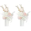 Pack de fleurs décoratives de 2 élégants simulation de fleurs artificielles à fleurs de rose fleuris à floral de décoration de ruban fournit la décoration de mariage pour la porte de la voiture