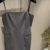 Robes décontractées de la fermeture à glissière sexy de la femme de robe à écharpe irrégulière concepteur haut de gamme épaule mince du temps de fête y2k