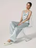 Hemkläder Schinotch Summer Women Ice Silk Pyjamas Set Cozy Camisole and Pants Ladies Homewear