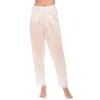 Women's Sleepwear Female Pyjama Trousers Solid Color Lace Trim High Elastic Waist Long Pants Nightwear For Women Sleep Bottoms Sleeppant