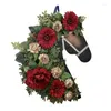 Flores decorativas Frega de Natal para ornamento da porta da frente Holida de ornamento com criativo Cabeça de cavalos Design de fazenda decoração de casa