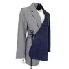 Women's Suits Yuerwang 2024 Spring Women Blazer Jacket Asymmetrical Patchwork Bandage Irregular Suit Coat Dropship Wholesale