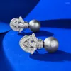 Boucles d'oreilles SPRINGLADY 925 argent sterling 11 mm Perle High Carbon Diamond Gem Stone Drop pour femmes Studs Fine Bijoux