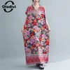 Feestjurken mode bloemenprint korte mouw bohemian lange jurk 2024 zomer boho strandkleding vintage dames extra grote 9397