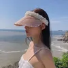 Imitatie Pearl Lege Top Straw Hats voor vrouwen Casual Summer Beach Visor Caps Wide grote randzonbescherming Buiten sportcap 240327