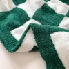 Blankets Nordic Style Checkerboard Knitted Nap Blanket Acrylic Plash Texture Suitable For Sofa Bed Cover Super Warm And Soft