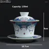 Koppar tefat Jingdezhen emaljfärg Gaiwan Ceramic Water Mug Creative Office Teacup Porcelain Chinese Tea Set Drinkware