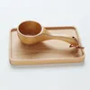 Scoops de thé 1pc Scoop de bois massif de style japonais à poignée courte de riz cuisine eau en bois cuillère de bain à cuillère outil de seau