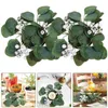 Decorative Flowers 2pcs Wedding Ring Greeney Eucalyptus Leaves Wreaths Artificial Leaf Rings