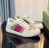 2024 Designer TTALY Tennis Chaussures Green Red Stripes Luxury Généhes en cuir Chaussures Classic Classic Butter Perforated Sneakers Size35-47