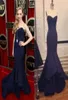 Vintage Amanda Seyfried Red Carpet Girls Gown Navy Satin Evening Dress Sexig Billig Mermaid Celebrity Dresses9923895