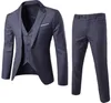 Blazerpantvest 3pcsset mörkgrå kostymer smala bröllop set klassiska blazers manlig formell affärsklänning kostym man terno masculino5516626