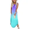 Casual Dresses Summer For Women 2024 Loose Sundress Long Dress Sleeveless Maxi Beach med fickor