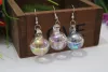 Earrings 50pcs/lot New fashion 20mm round glass globe soap bubble bottle colorful liquid beads in vial ing vial with earring hook