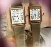 Couple de femmes pour hommes de super qualité Regardez deux broches bleues design du quartz Vache en cuir de vache rose rose rose couleur cale horloge carrée carrée de réservoir romain cadran en bracelet