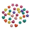 Fleurs décoratives 100 / 50pc Resin coloré Star Coeur Round Flatback Cabochon Miniature Art pour les arcs de cheveux ACCESSOIRES CENTRE