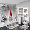 Tende da doccia divertenti set tende da pupazzo set inverno di Natale inverno fiocchi di neve rossa natalizi decorazioni per il bagno materassino per bagno coperchio coperchio del coperchio