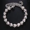 Anklets ins mode Hjärtform Anklet Armband på Ben Chain Jewelry Women 2024 Summer Beach Rhinestone Foot Accessories