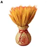Decorative Flowers Dried Wheat Artificial Stems Flower Arrangement Resin Lucky Bag Vase For Wedding Year Decorations