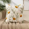 Pillow Home Decor Cover Canvas Towel Embroidered Floral Rustic Throw Covers Living Room Decorative