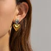 Dangle Earrings Vintage 18K Gold Plated Stainless Steel Double Heart Shaped Drop For Women Fashion Jewelry Gift