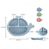 Bowls Baby Silicone Bear Whale Dinner Plate Four Reinforced Suction Cup Children's Training Tableware Grade Without Fork Andspoon