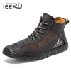 Stiefel handgemachte geteilte Lederstiefel Männer Schuhe lässige Patentmann Stiefel Arbeit Retro -Knöchel Botas Hot Sale Hombres Botas Winterschuhschuhe