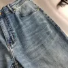 2024 Spring herfst borduurwerkafdruk zipper heren jeans licht gewassen man's lange potloodbroek wcnz038
