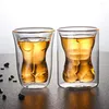 Wijnglazen creatieve dubbele wandglasbekers mannelijke en vrouwelijke spierpatronen mug cocktailbeker