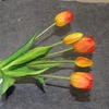 Fiori decorativi 1pc 5 bouquet silicone di lusso vero toulips tulipano artificiale fiore da sala da pranzo composizione pianta