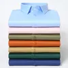 Męskie koszule jedwabne Koszulki Długie rękawie przycisk Solidny Kolor 3xl Silk Business Formal Social Bez żelaza i zmarszczki miękkie ubrania modowe 240322