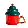 Mugs Ticktockery Christmas Tree Modeling Coffee Cups Ceramic Cup With Cover Gold Wind Chimes Handle Drinking