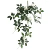 Decoratieve bloemen weerbestendige bloemendecoratie realistische hangende kunstmatige rozengroene plant voor huis bruiloft decor langdurig