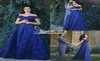 2019 Royal Blue Off Shoulder Evening Dreess Lace Aline Prom Dresses Back Zipper Sweep Train Applique New 도착 Par5318763