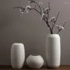 Vases modernes minimalistes créatif blanc brossé en céramique arrangement de fleurs séchées décoration nordique artisanat ornements