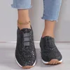 Scarpe casual bling donne piatti sportivi sneakers walking moca