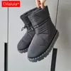 Botas dilalula ins Women tornozelo neve de inverno de lã quente palmilha moda moda sapatos curtos plataformas de mulher