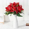 Decorative Flowers 7-head Artificial Lily Silk Flower Bouquet Living Room Dining Table Decoration Floral Vase Arrangement Indoor