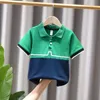 Sommar kortärmad baby pojke skjortor barn polo skjortor bomull barn pojkar färg matchande t-shirt småbarnskläder 240325