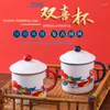 Canecas chinesas características vermelhas chinesas Spittoon Water xícara de câmara de panela personalidade de leite cerâmica Faça acessórios para o banheiro