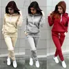 Kvinnors tvåbitar byxor Spring Autumn Ladies Hoodies Sweatpant 2st Set Women Pullovers Sweatshirts Casual Long Sports Suit Female Outfits