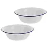 Dinnerware Sets 4 Pcs Cooker Enamel Bowl Simple Ceramics Household Enamelware White Soup Creative