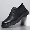 Casual Shoes Men's Business Leisure Leather Work Genuine Lace Up Youth Trendy Schuhe Mann Sapatos Sociais Masculino