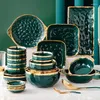 Borden Unieke Royal Luxury Porselein Crockery Dinner Ware Sets Nordic servies Keramische servies set met gouden rand